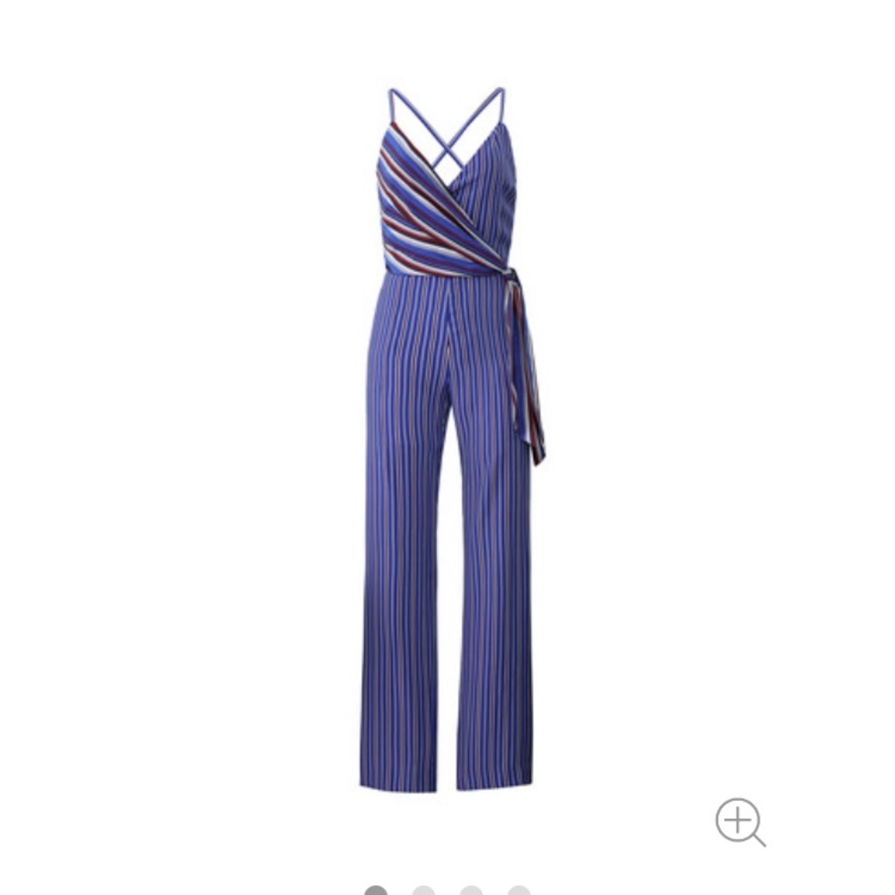 rag & bone Blue Multistripe Wrap Jumpsuit